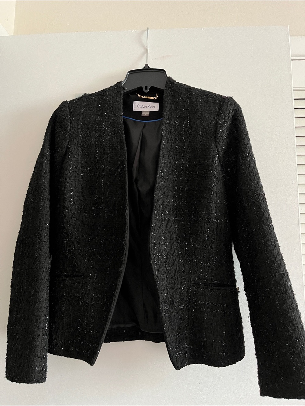 Calvin Klein Black Textured Open-Front Blazer